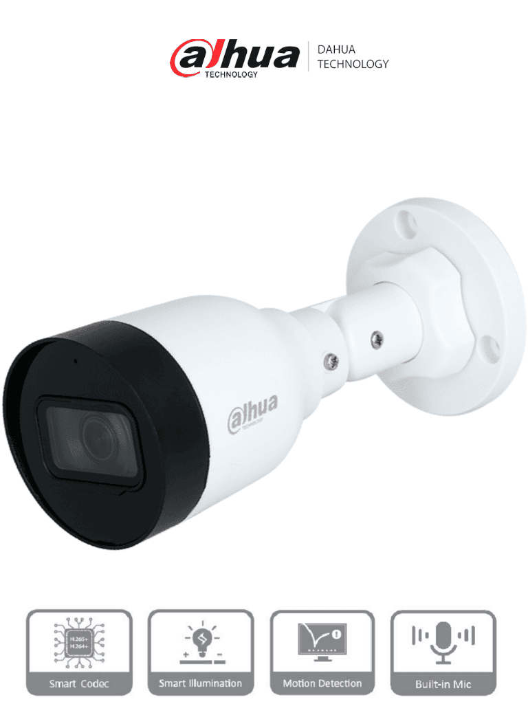 Dahua IPC-HFW1230S1-A-S6 - Cámara IP Bullet de 2MP, lente de 2.8mm, ángulo de visión de 102 grados, micrófono integrado, compresión H.265+, IR de 30m, protección IP67, PoE, DWDR / Dahua IPC-HFW1230S1-A-S6 - Cámara IP Bullet de 2MP, lente de 2.8mm, ángulo de visión de 102 grados, micrófono integrado, compresión H.265+, IR de 30m, protección IP67, PoE, DWDR /